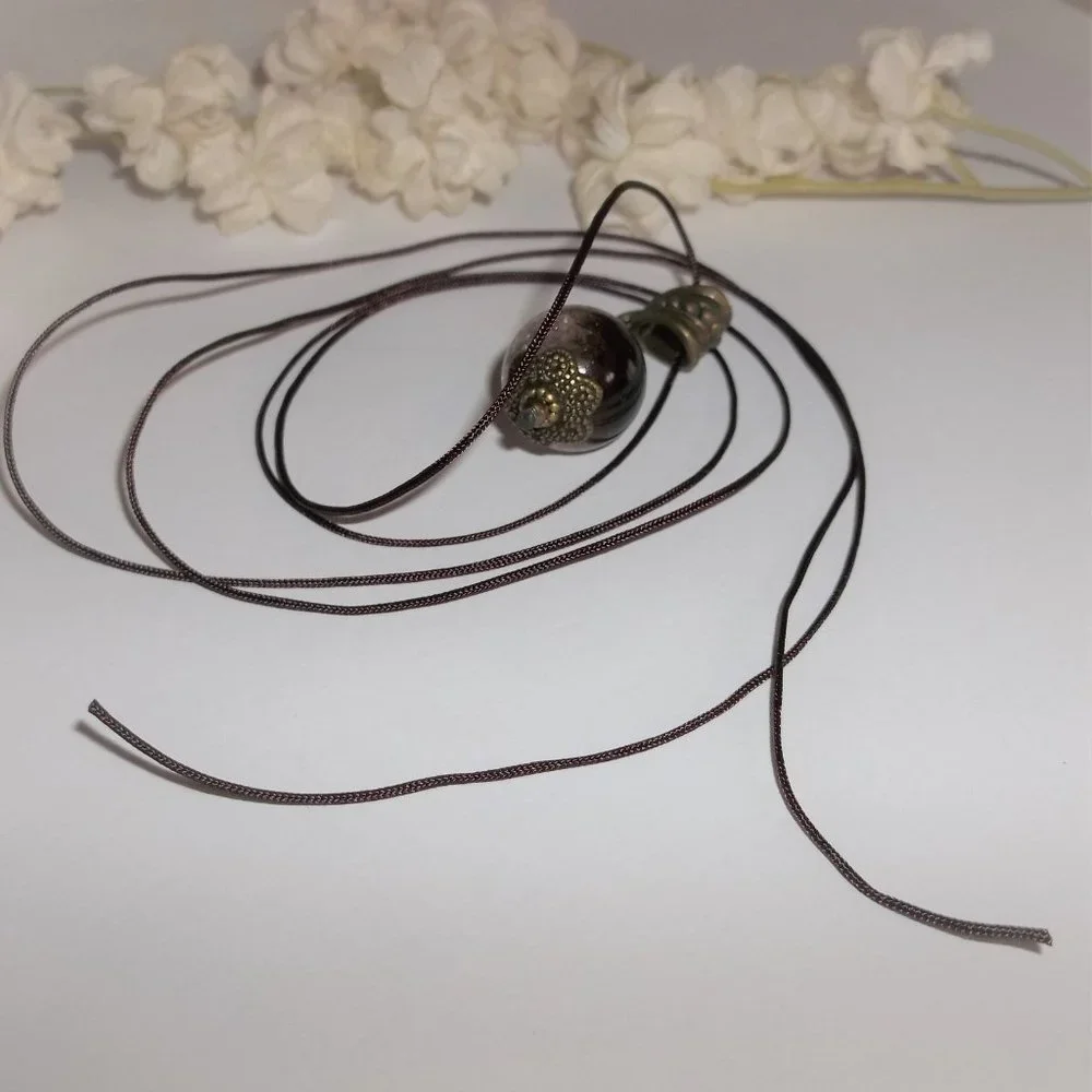 Brown Clear & Bronze Necklace Pendant Ombre Style Jewelry Beaded Handmade A127